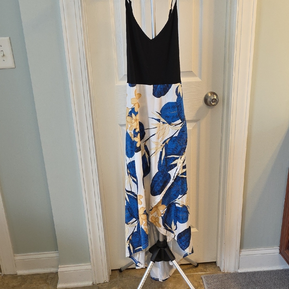Black and Blue Floral Maxi Dress
